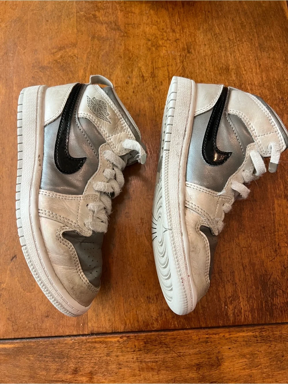 Nike Air Jordan 1 Mid Toddler Sneakers Gray Silver Black Size 13C